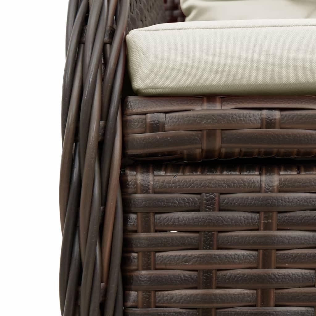 Havestole 2 stk. med lænefunktion polyrattan brun
