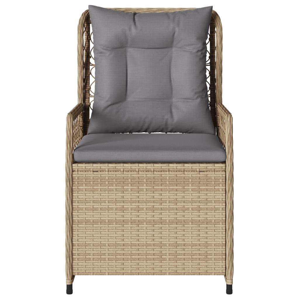 Havestole 2 stk. med lænefunktion polyrattan beige