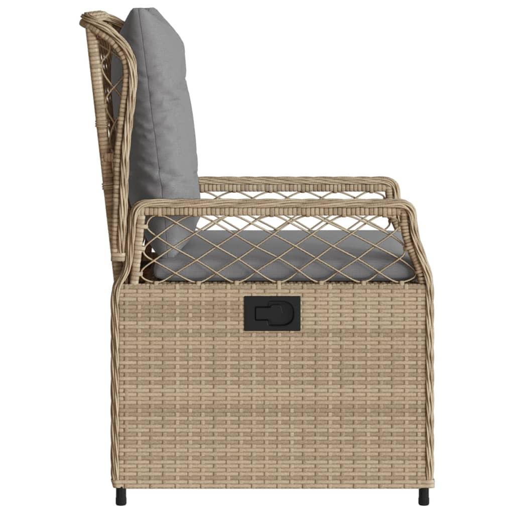 Havestole 2 stk. med lænefunktion polyrattan beige