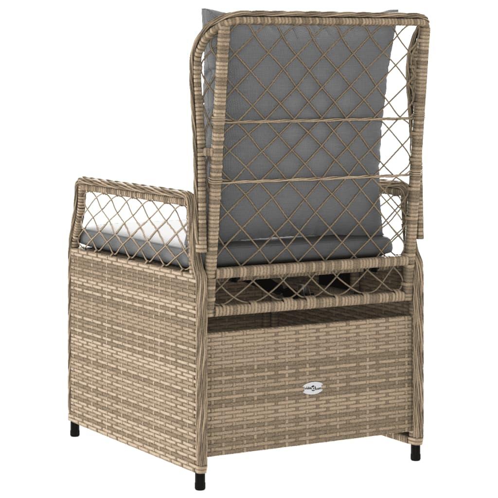 Havestole 2 stk. med lænefunktion polyrattan beige