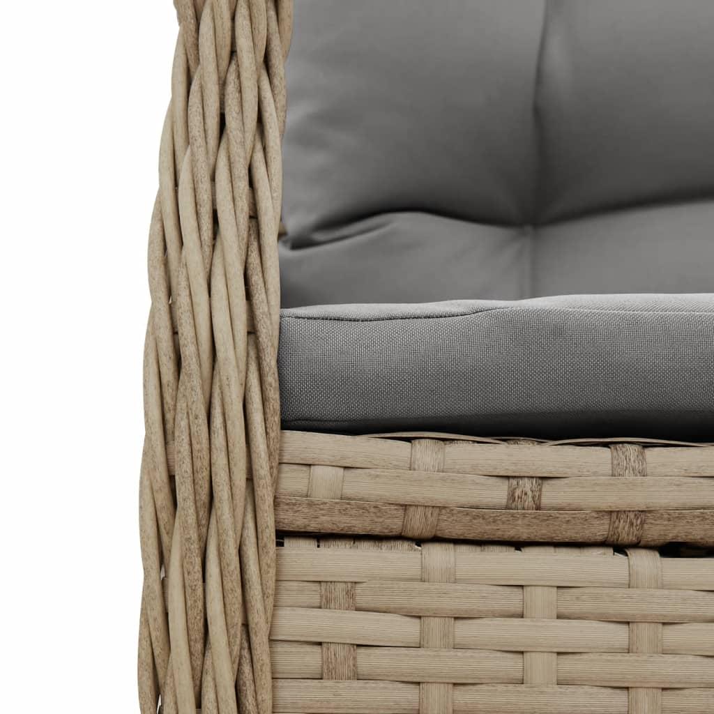 Havestole 2 stk. med lænefunktion polyrattan beige