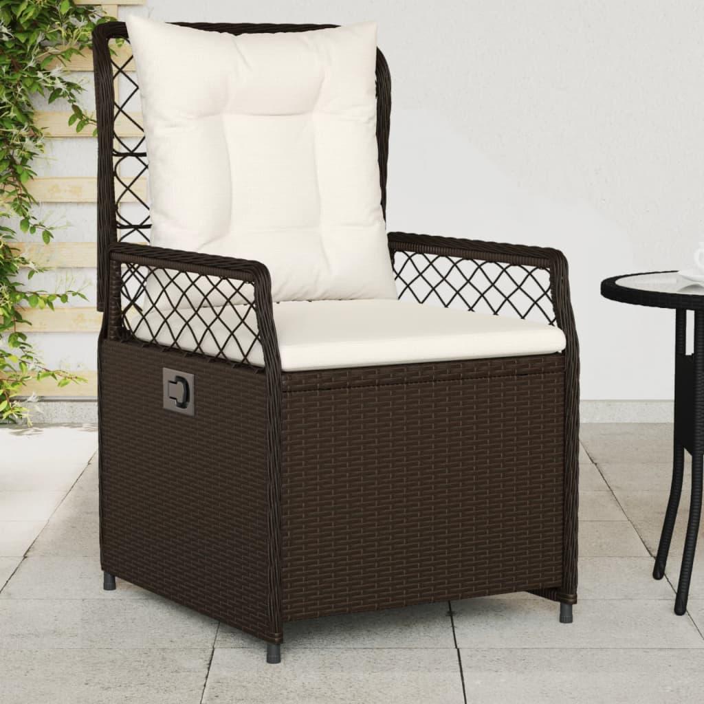 Havestole 2 stk. med lænefunktion polyrattan brun