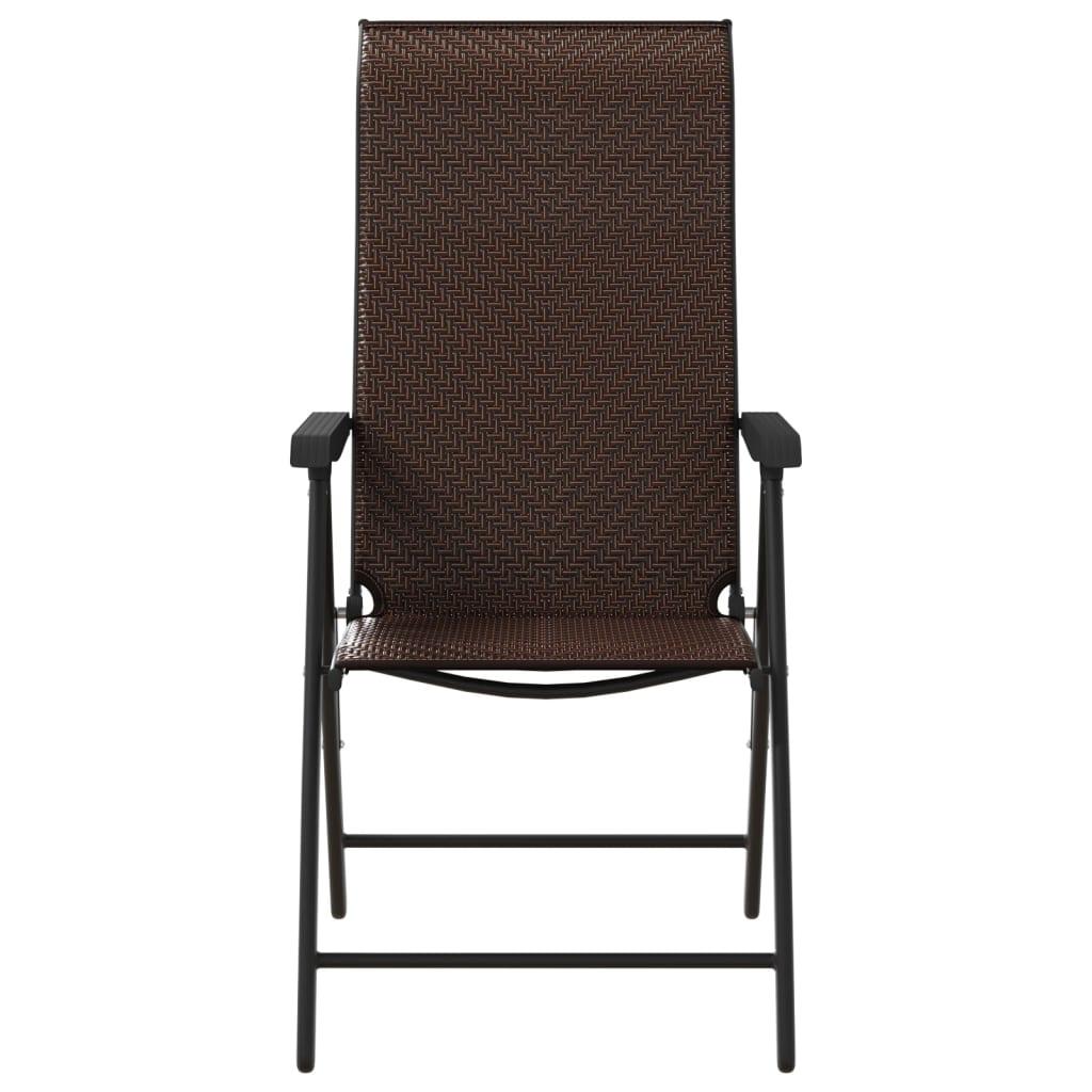 Havestole 8 stk. foldbar polyrattan brun