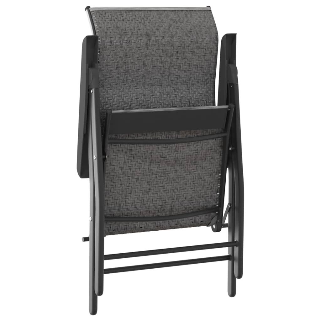 Havestole 4 stk. foldbar polyrattan grå