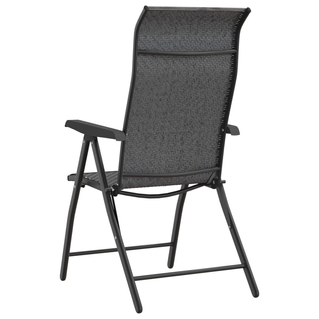 Havestole 4 stk. foldbar polyrattan grå