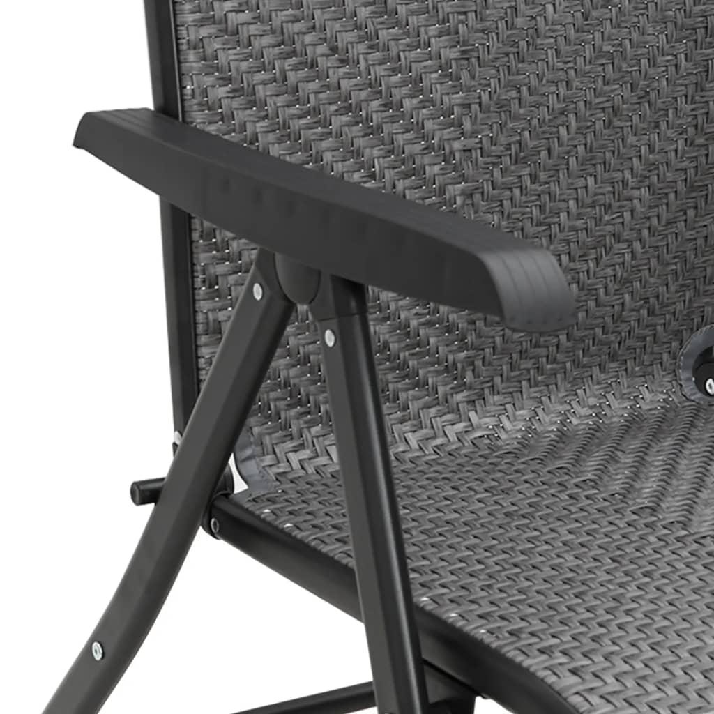 Havestole 4 stk. foldbar polyrattan grå