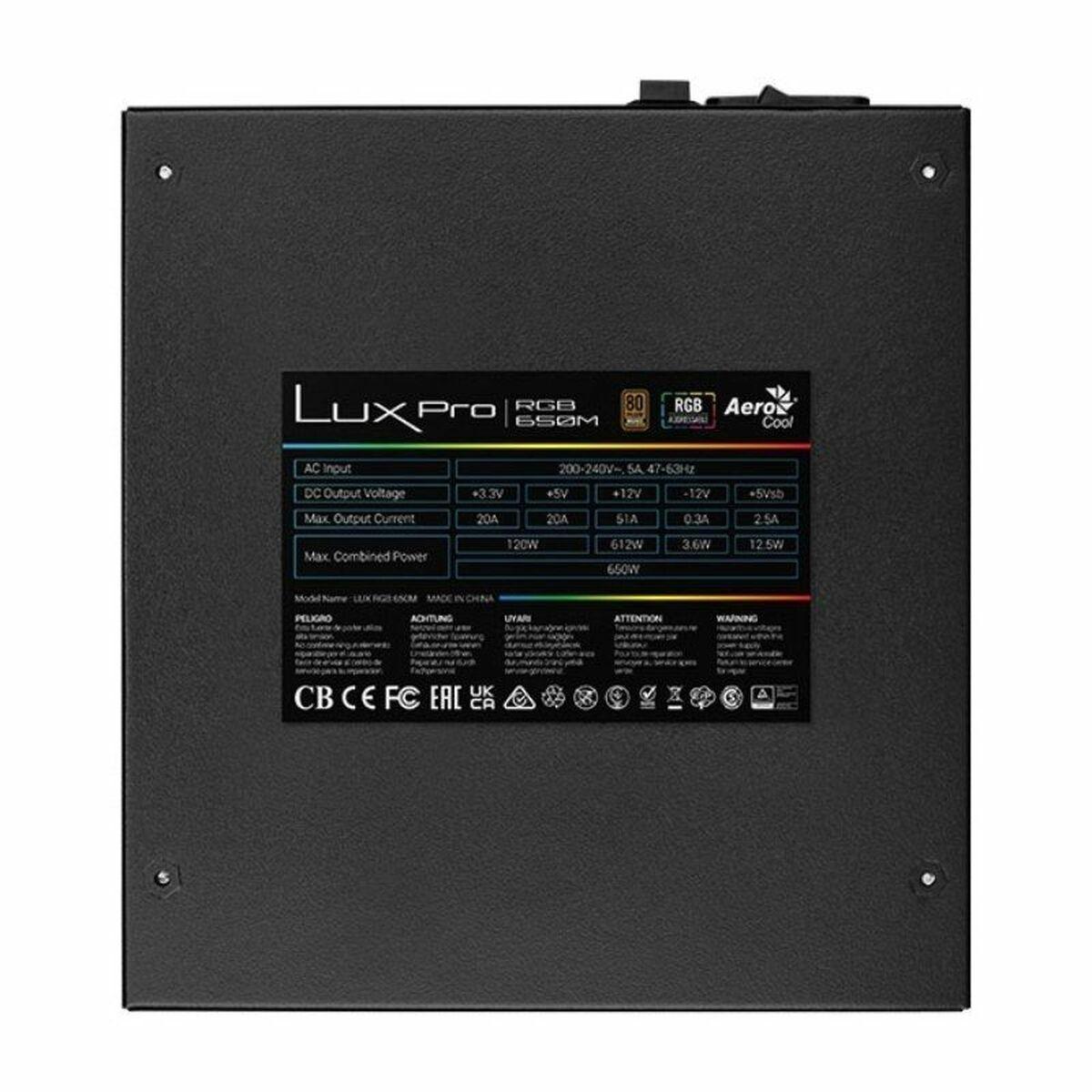 Strømforsyning Aerocool LUXPRORGB650M ATX 650 W 80 Plus Bronze