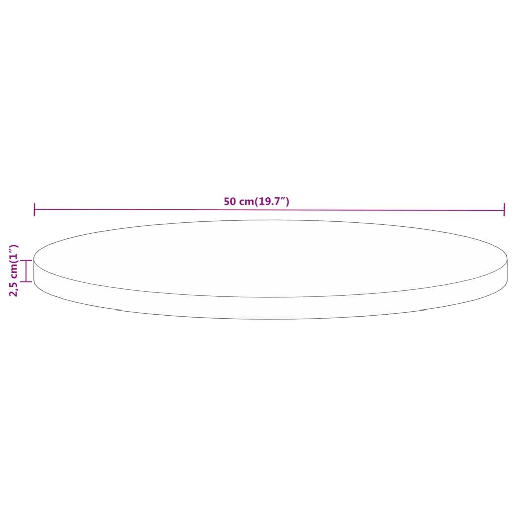 Bordplade Ø50x2,5 cm rund massivt ru mangotræ