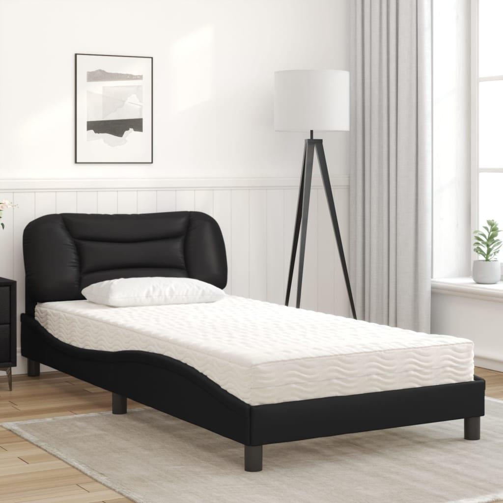Seng med madras 100x200 cm kunstlæder sort