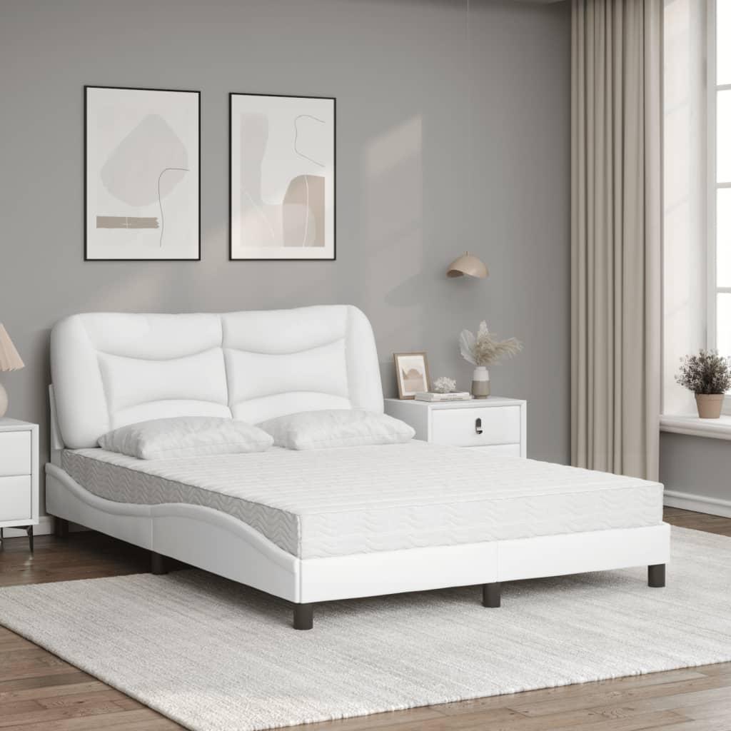 Seng med madras 140x200 cm kunstlæder hvid
