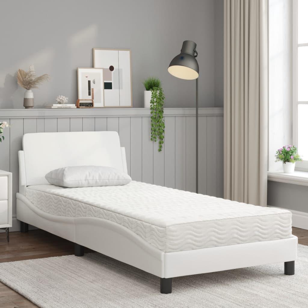 Seng med madras 80x200 cm kunstlæder hvid