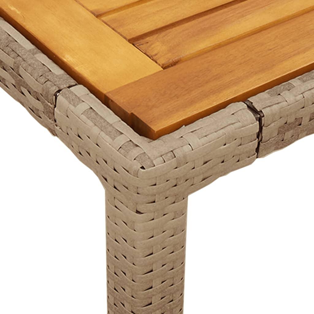 Spisebordssæt til haven 9dele m. hynder polyrattan akacie beige
