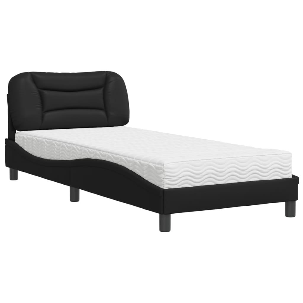 Seng med madras 90x190 cm kunstlæder sort