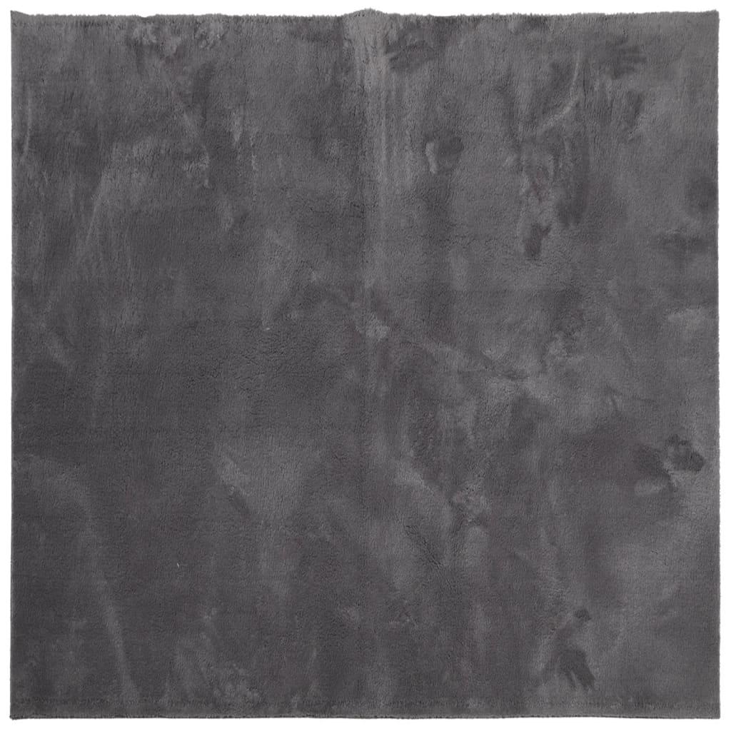 Gulvtæppe HUARTE 240x240 cm kort luv og vaskbart antracitgrå