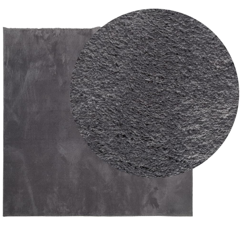 Gulvtæppe HUARTE 240x240 cm kort luv og vaskbart antracitgrå