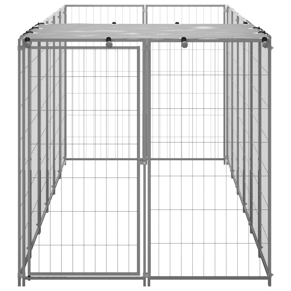 Hundeløbegård 330x110x110 cm stål sølvfarvet