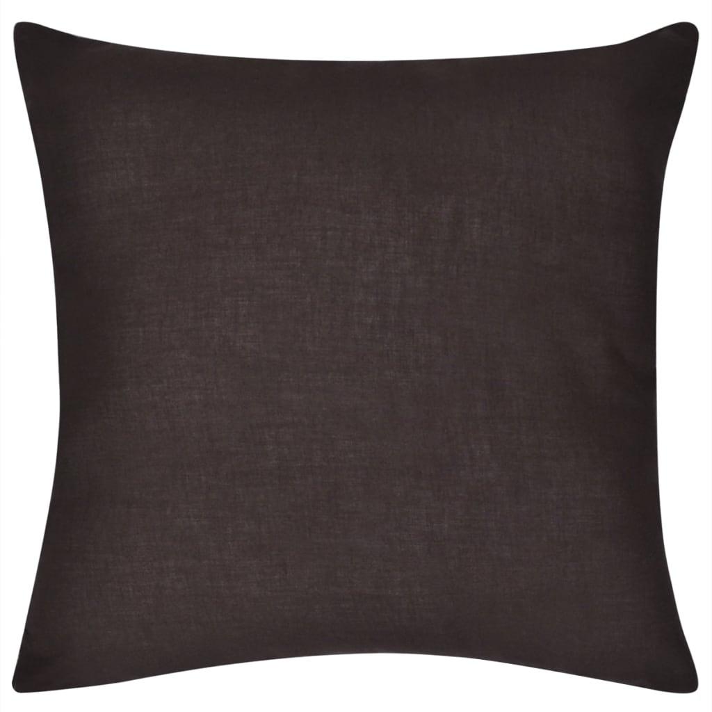 4 brune pudebetræk i bomuld 80 x 80 cm
