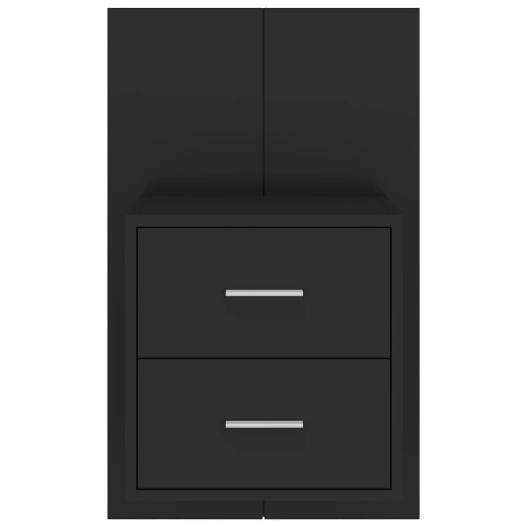 Væghængt sengebord sort