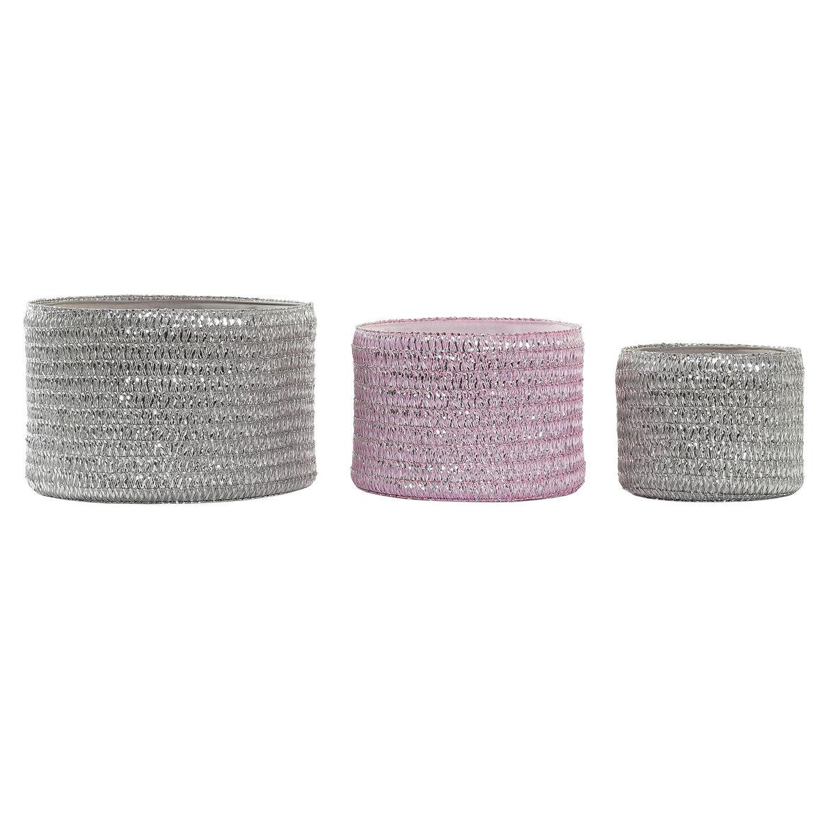 Kurvesæt Grå Pink polypropylen 27 x 27 x 17 cm