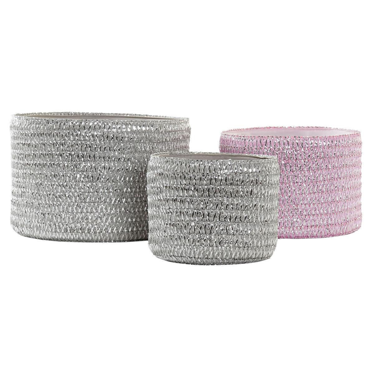 Kurvesæt Grå Pink polypropylen 27 x 27 x 17 cm