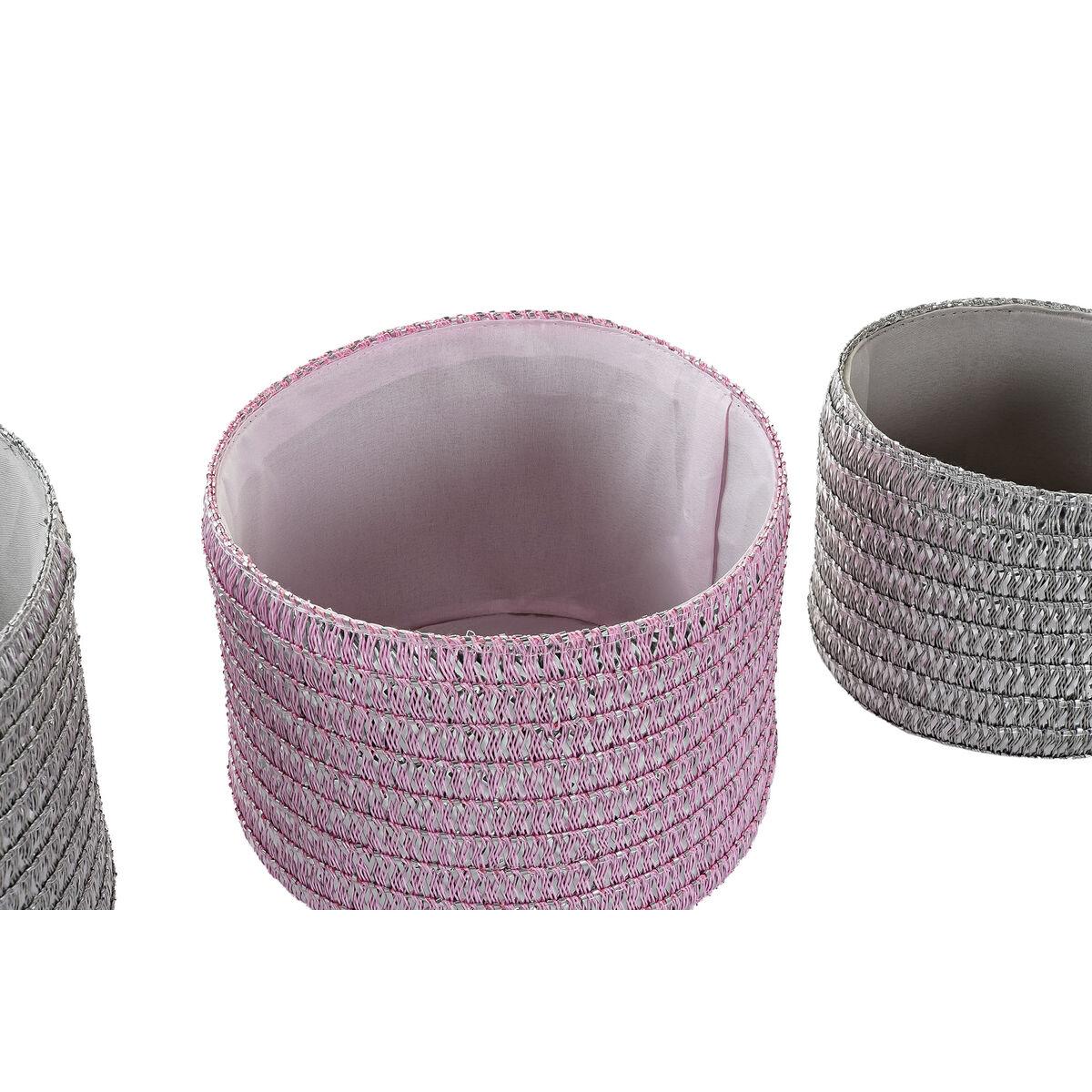 Kurvesæt Grå Pink polypropylen 27 x 27 x 17 cm