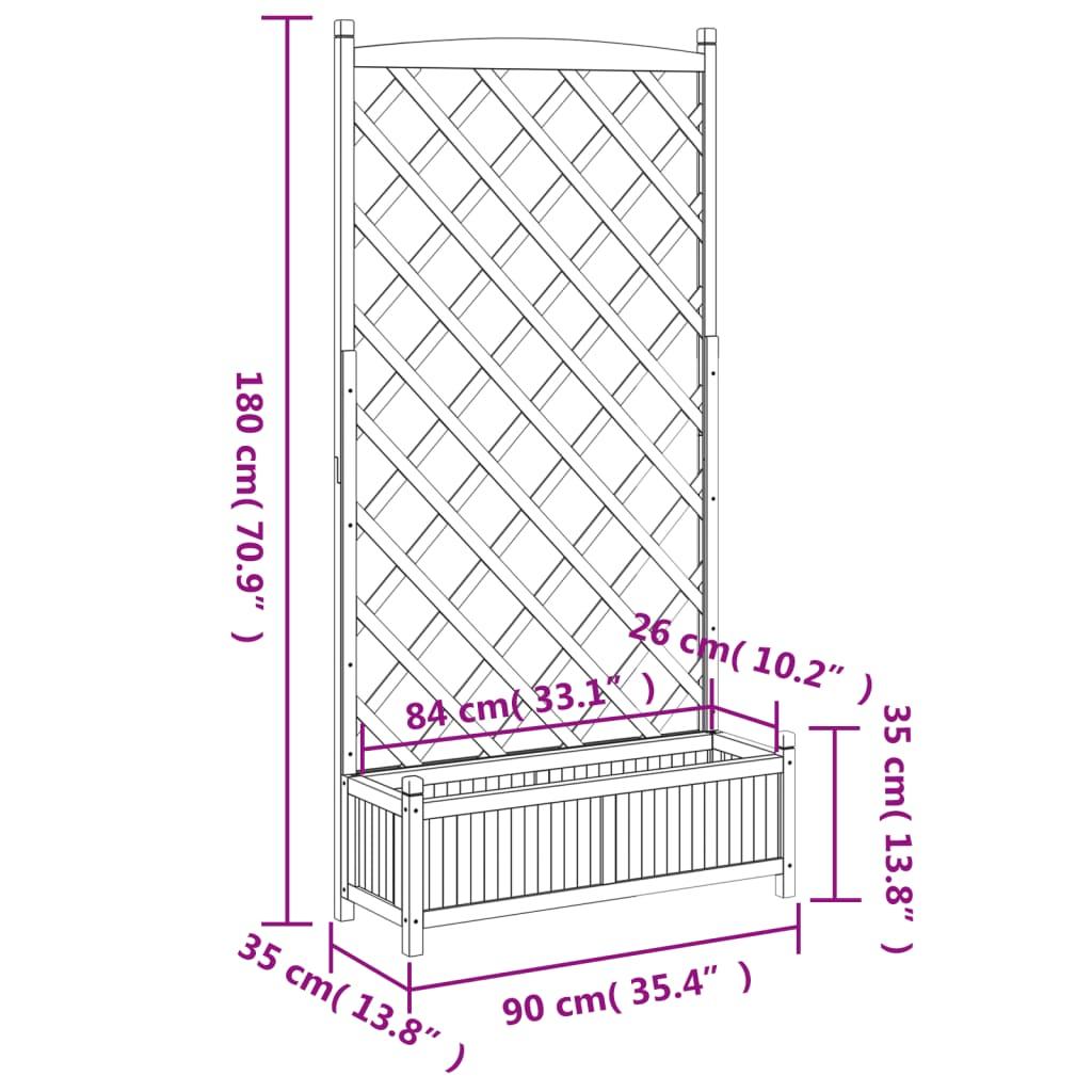 Plantekasse med espalier massivt grantræ brun