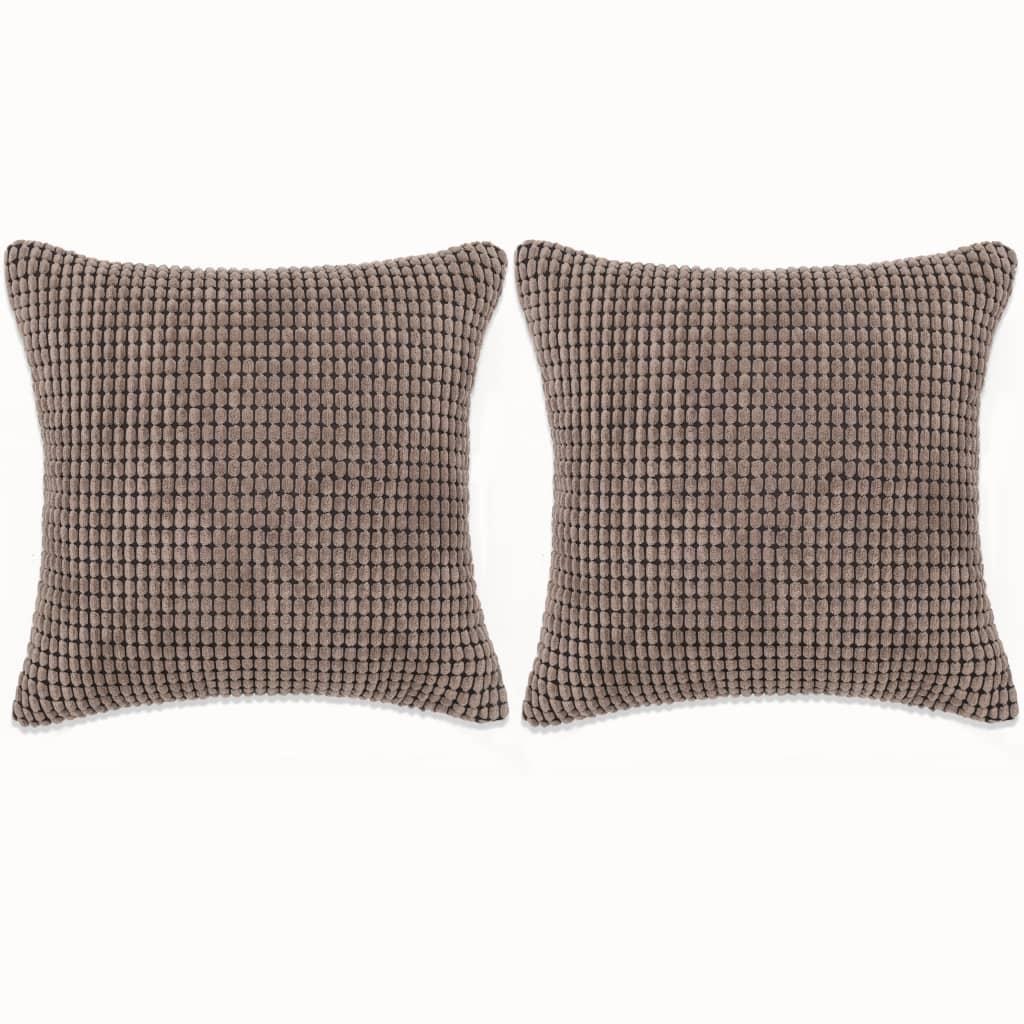Pudesæt 2 stk. velour 60 x 60 cm brun