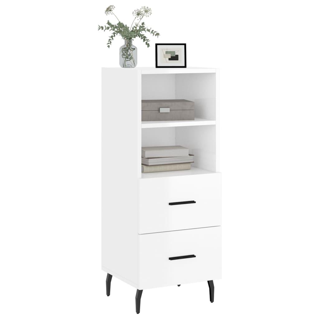 Skænk 34,5x34x90 cm konstrueret træ hvid højglans