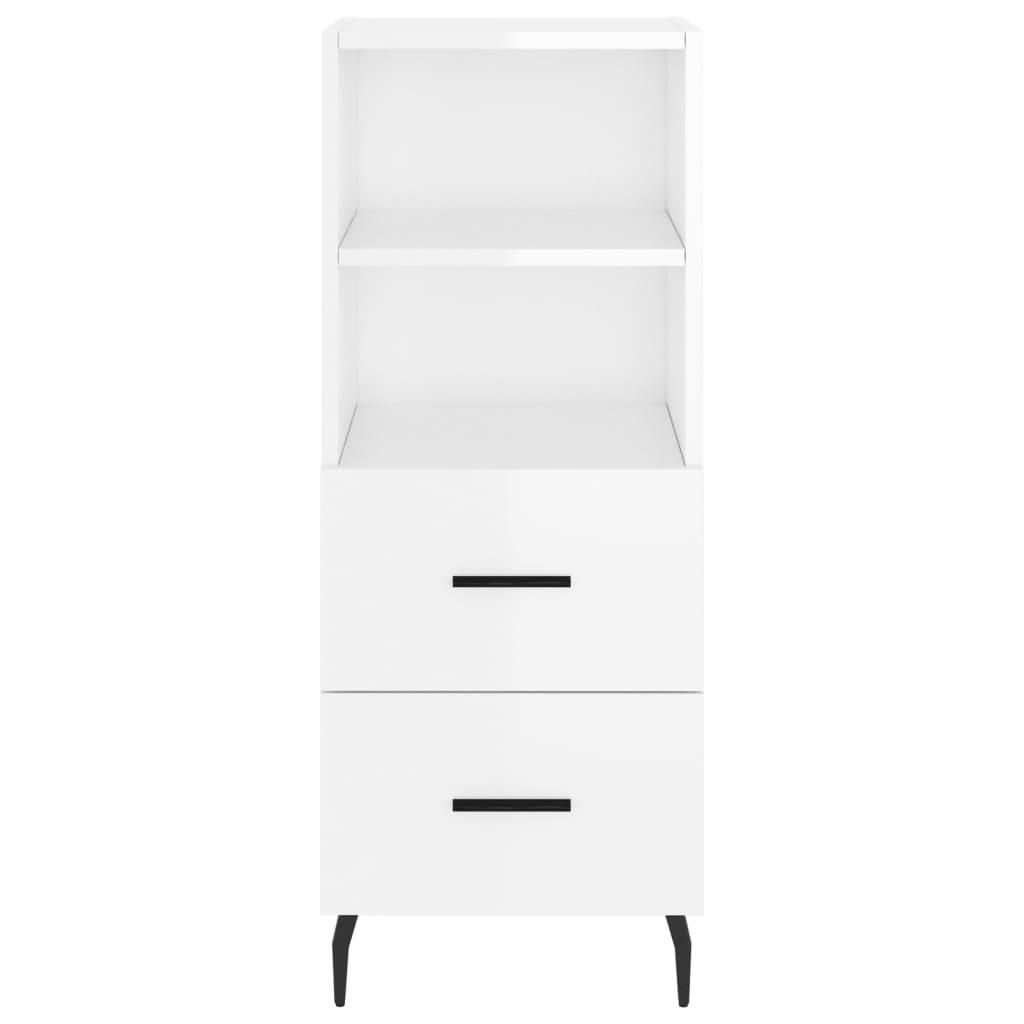 Skænk 34,5x34x90 cm konstrueret træ hvid højglans