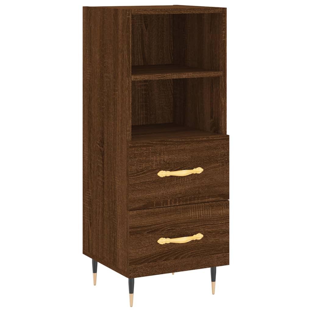 Skænk 34,5x34x90 cm konstrueret træ brun egetræsfarve