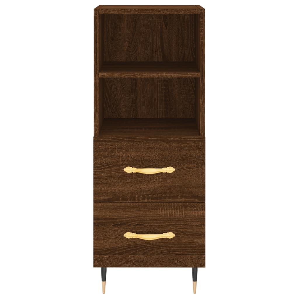 Skænk 34,5x34x90 cm konstrueret træ brun egetræsfarve