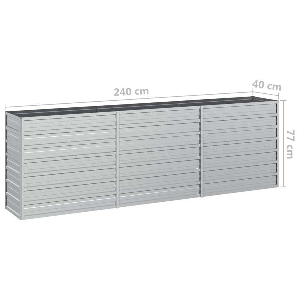 Højbed 240x40x77 cm galvaniseret stål sølvfarvet