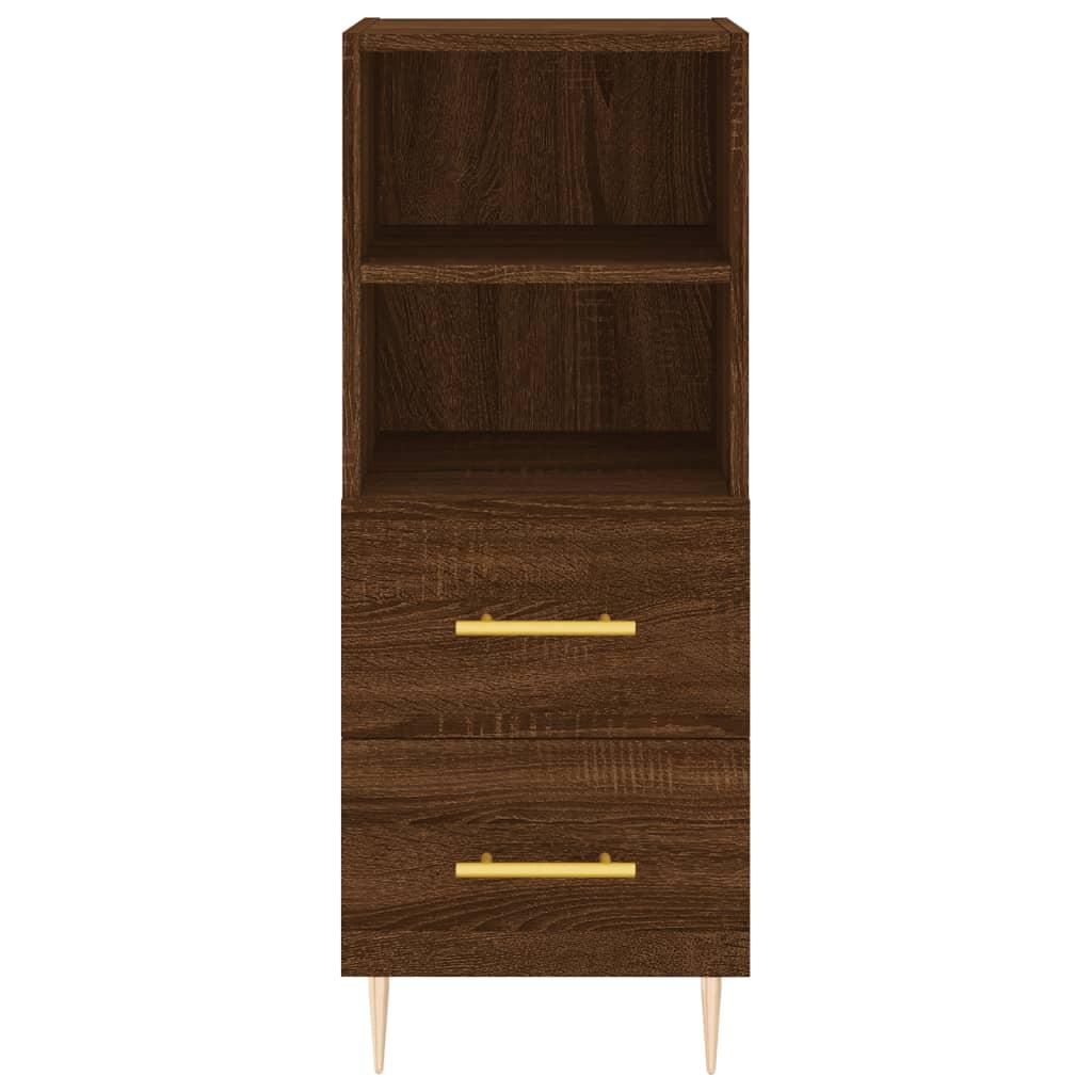 Skænk 34,5x34x90 cm konstrueret træ brun egetræsfarve