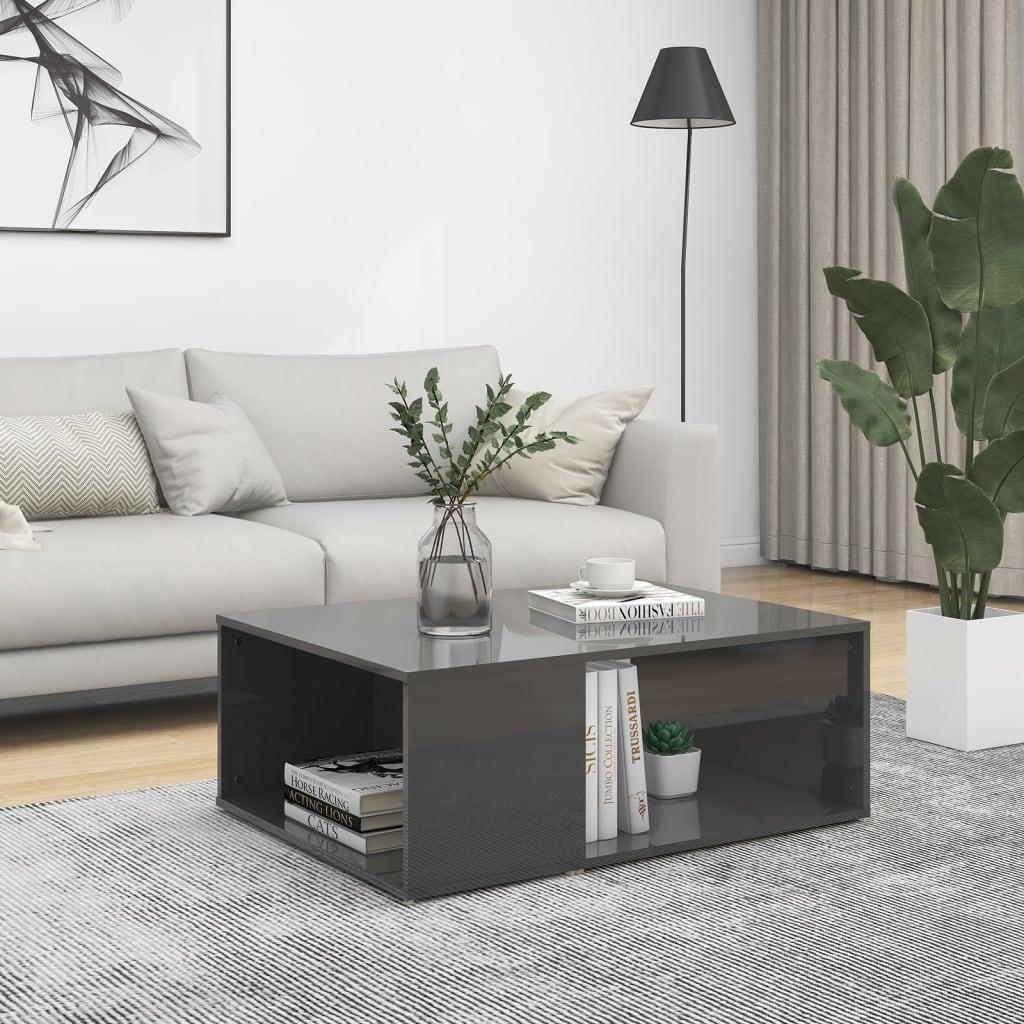 Sofabord 90x67x33 cm konstrueret træ grå højglans