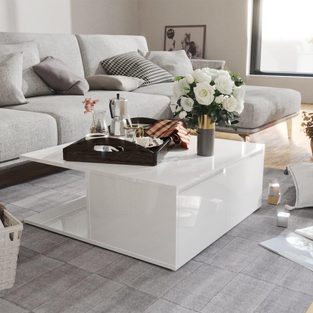 Sofabord 80x80x31 cm konstrueret træ hvid højglans
