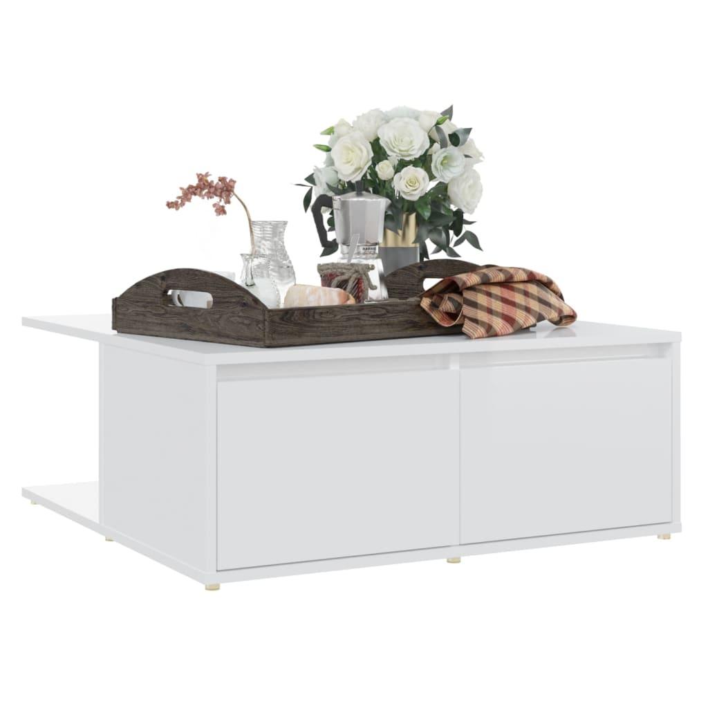 Sofabord 80x80x31 cm konstrueret træ hvid højglans