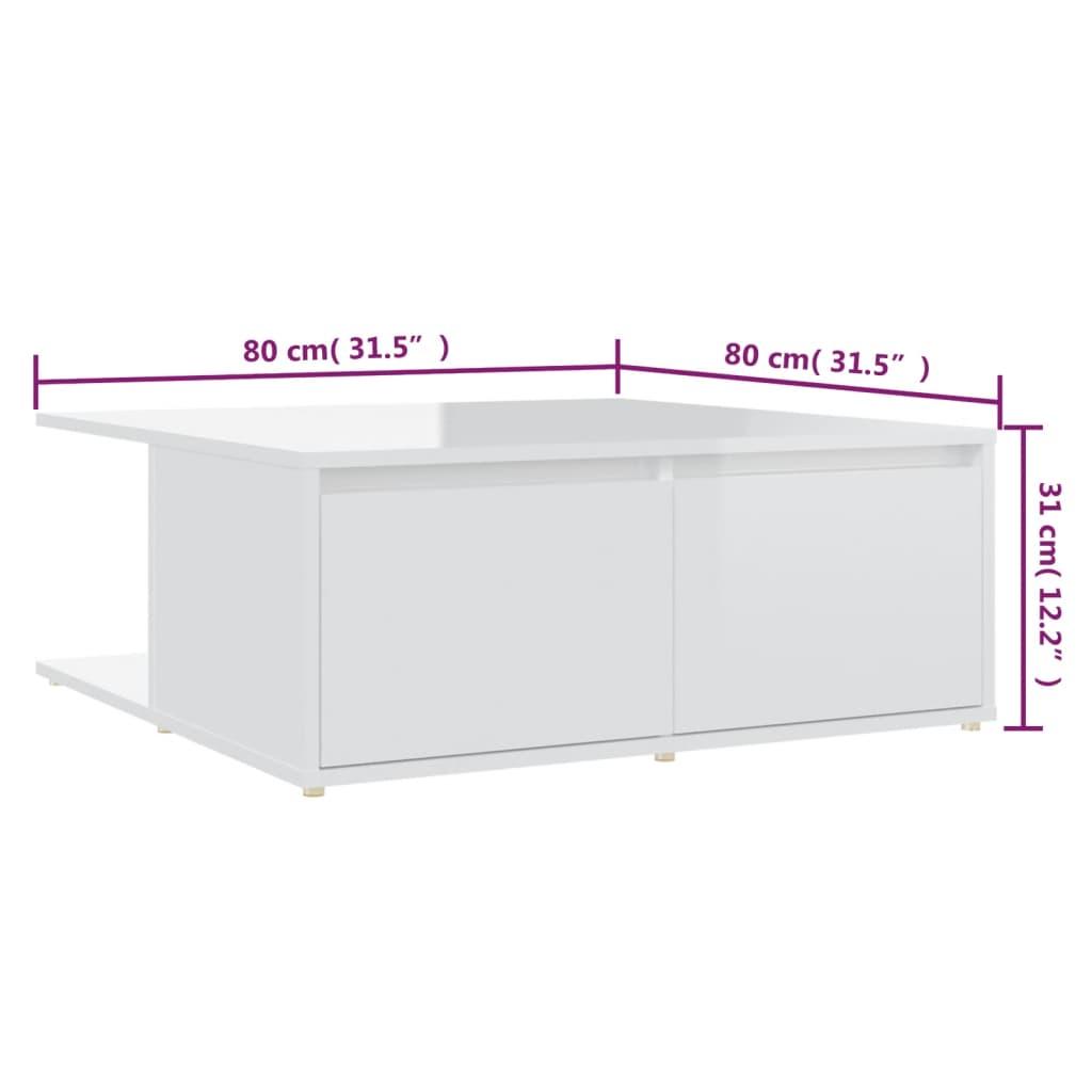 Sofabord 80x80x31 cm konstrueret træ hvid højglans
