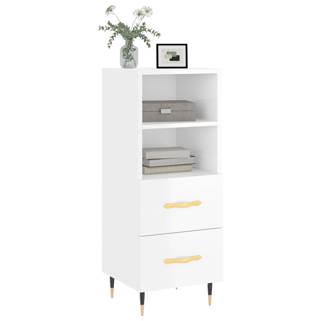 Skænk 34,5x34x90 cm konstrueret træ hvid højglans