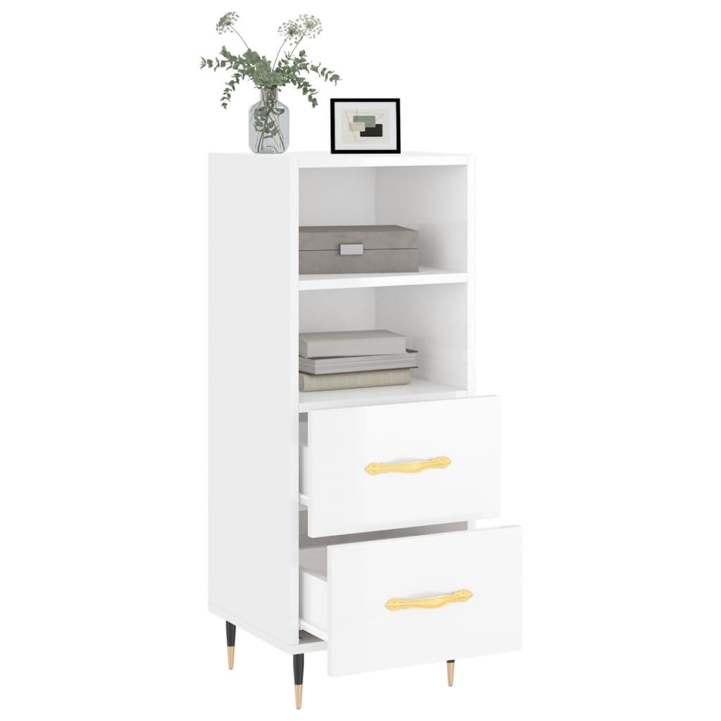 Skænk 34,5x34x90 cm konstrueret træ hvid højglans