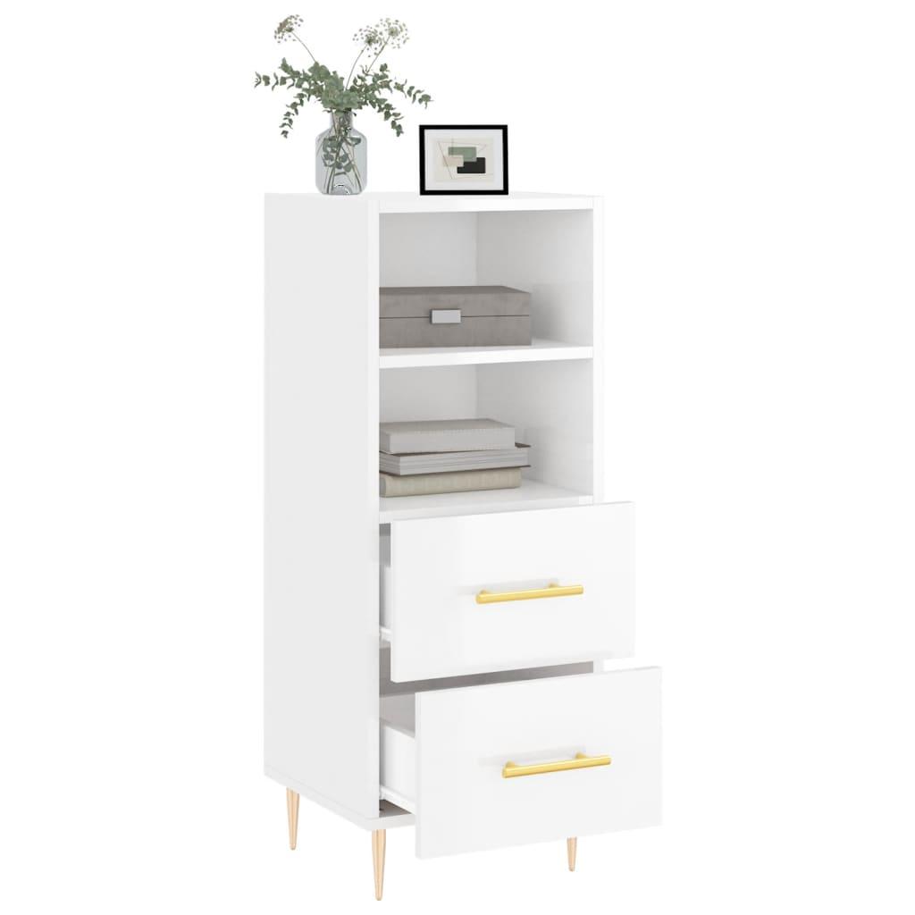 Skænk 34,5x34x90 cm konstrueret træ hvid højglans