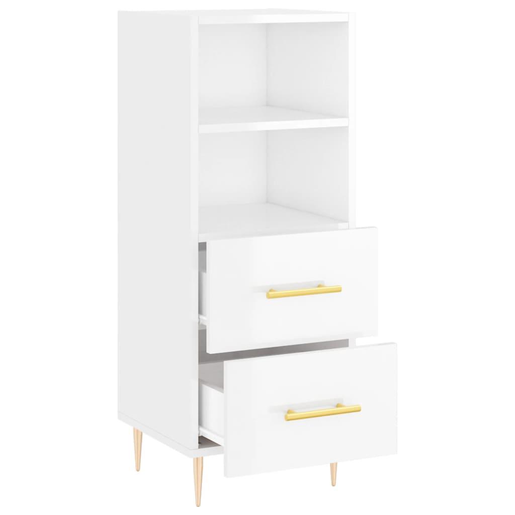 Skænk 34,5x34x90 cm konstrueret træ hvid højglans
