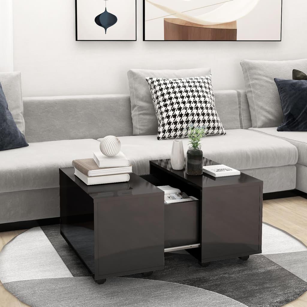 Sofabord 60x60x38 cm konstrueret træ grå højglans