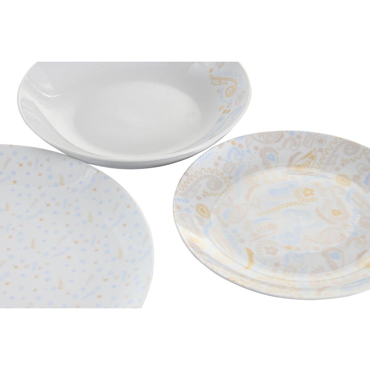 Spisestel Blå Hvid Pink Porcelæn 18 Dele 27 x 27 x 3 cm