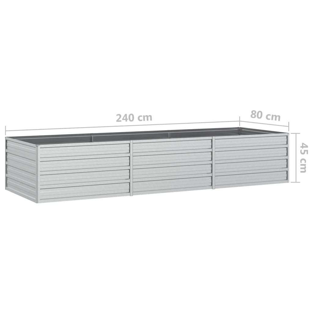 Højbed 240x80x45 cm galvaniseret stål sølvfarvet