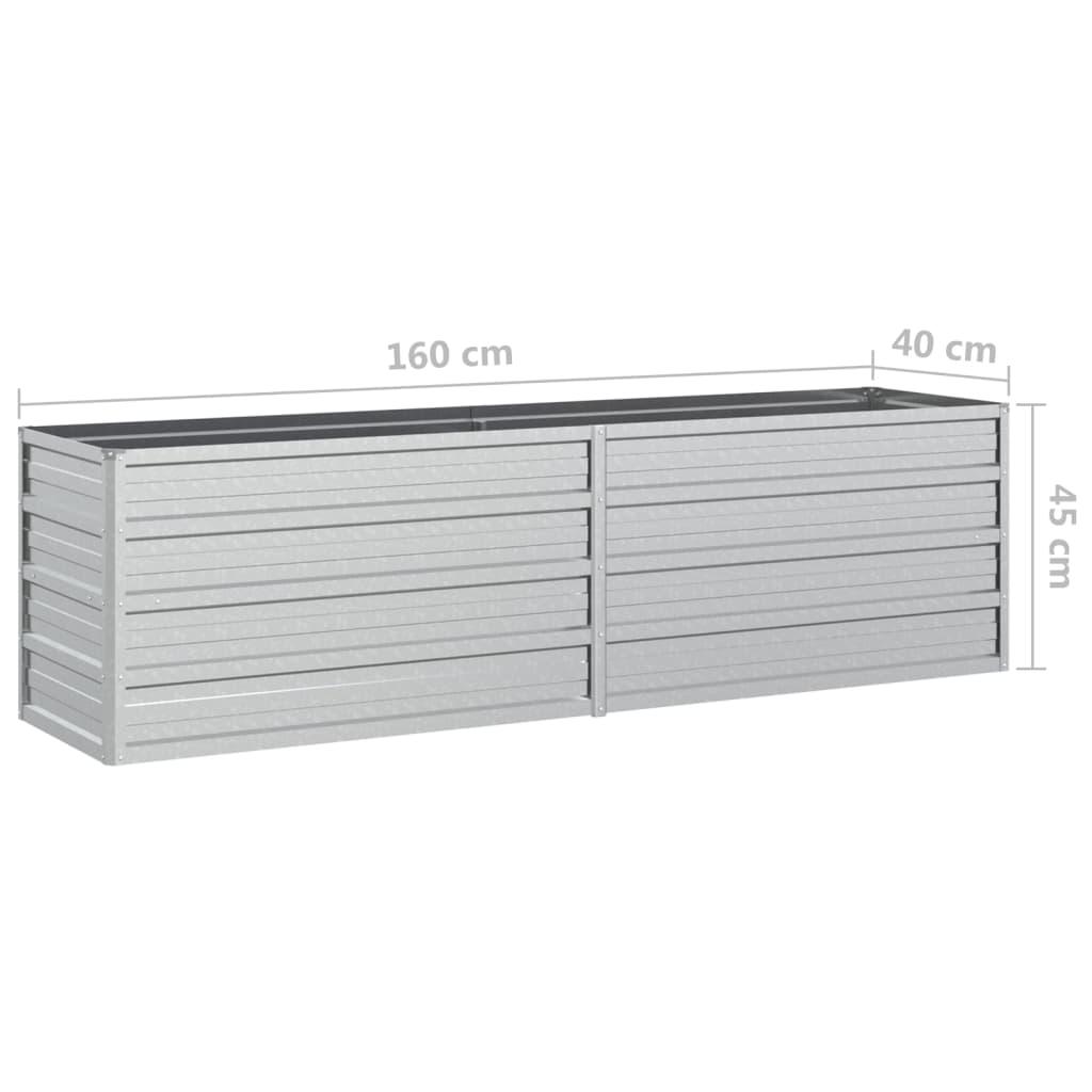 Højbed 160x40x45 cm galvaniseret stål sølvfarvet