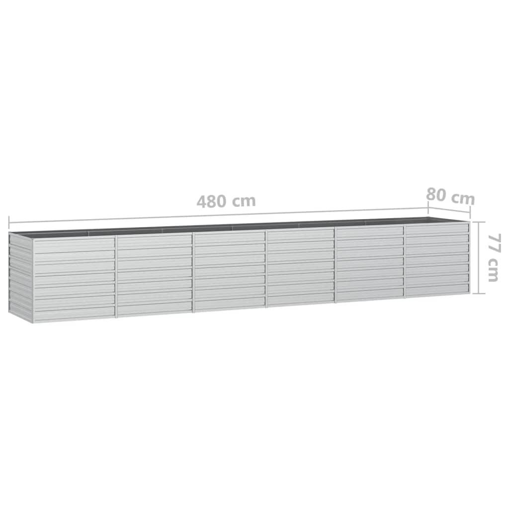 Højbed 480x80x77 cm galvaniseret stål sølvfarvet