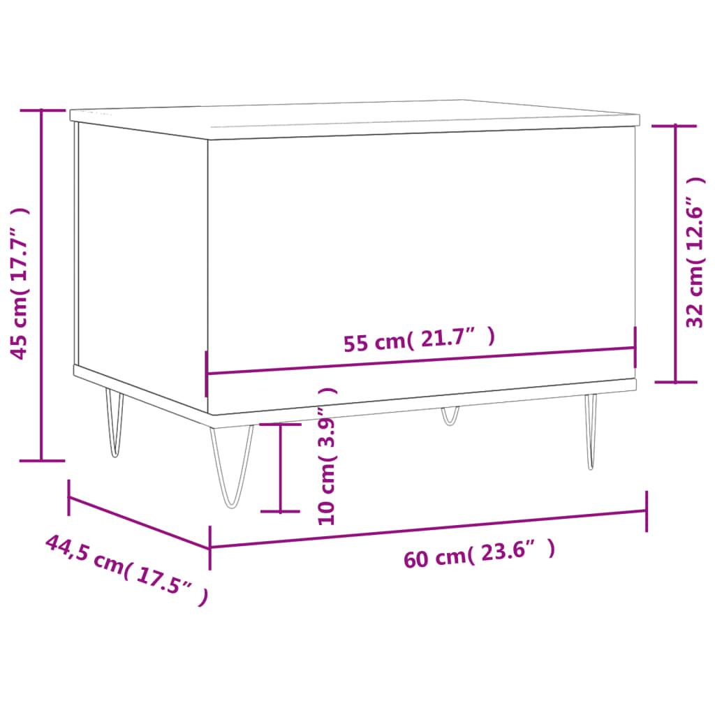 Sofabord 60x44,5x45 cm konstrueret træ røget egetræsfarve
