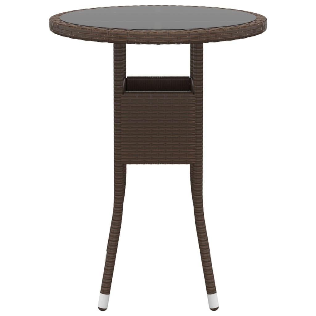 Bistrosæt til haven 3 dele polyrattan og hærdet glas brun