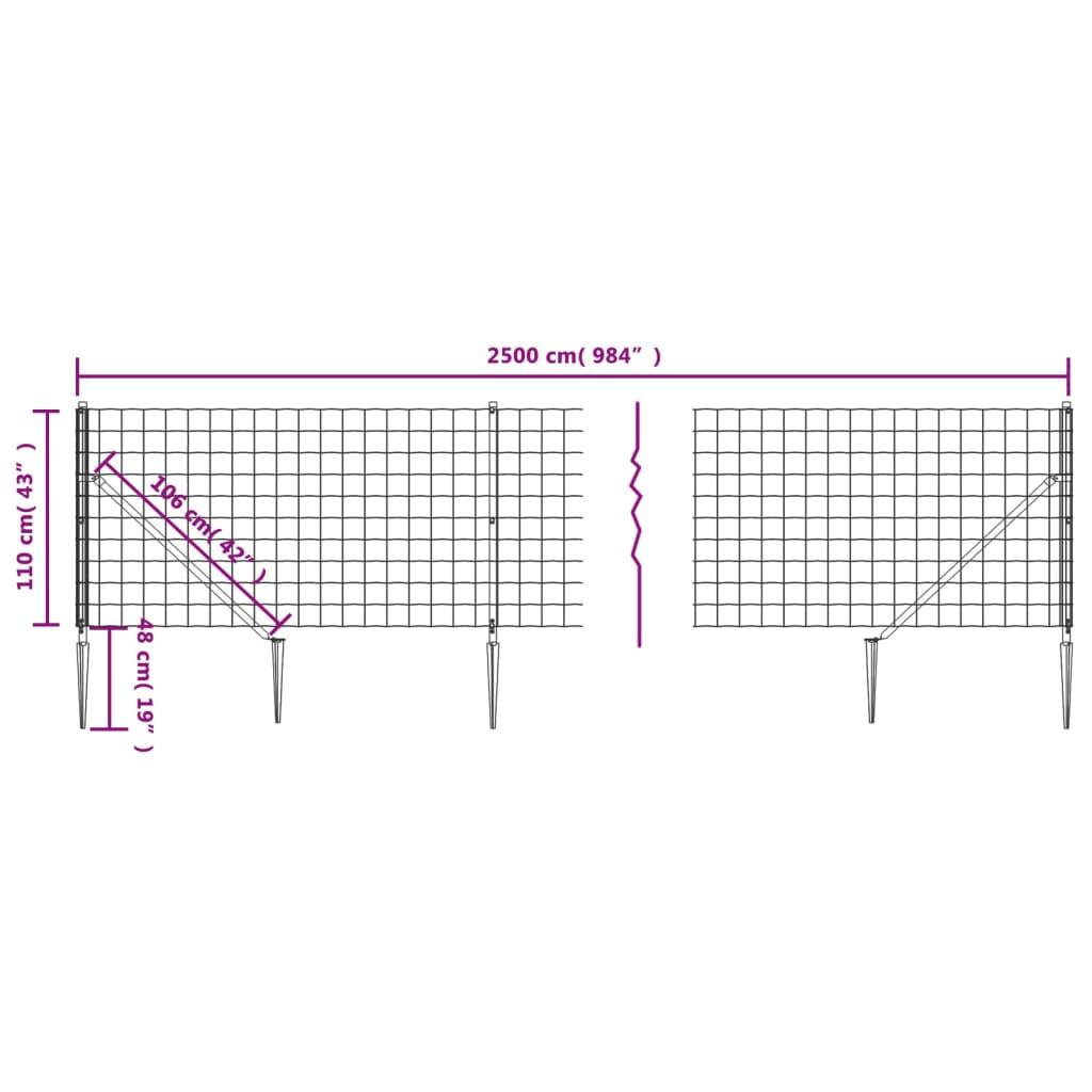 Trådhegn med jordspyd 1,1x25 m grøn