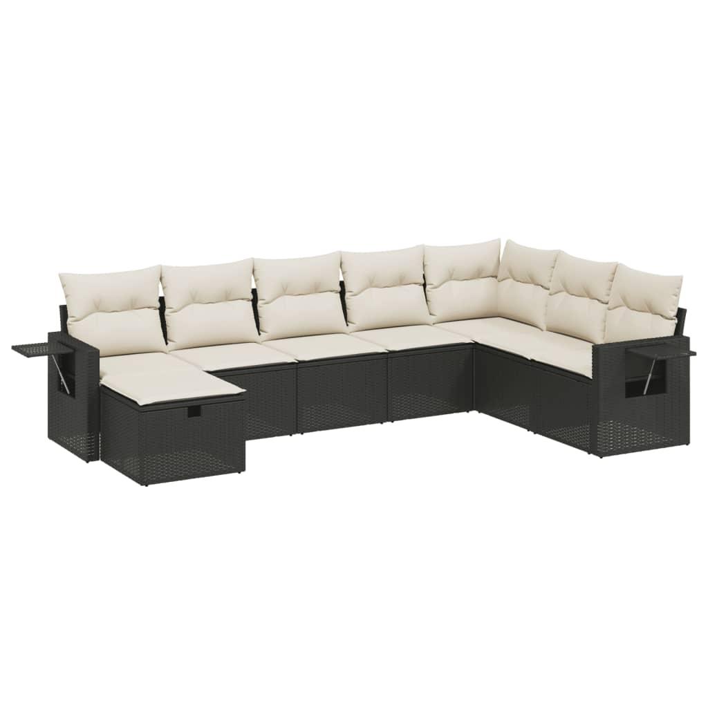Sofasæt til haven 8 dele med hynder polyrattan sort